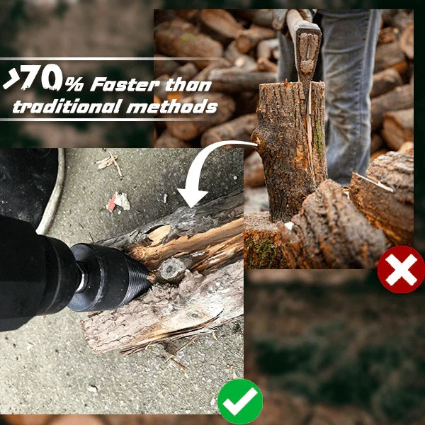 Electric Drill Wood Splitter – High Carbon Steel, Portable, Splits Logs Fast