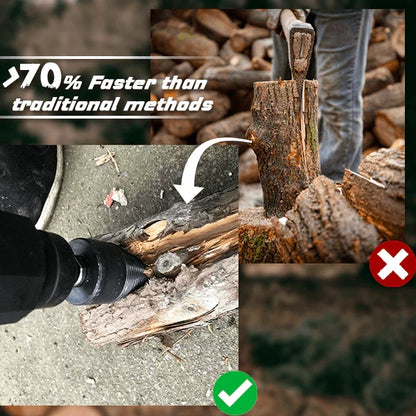 Electric Drill Wood Splitter – High Carbon Steel, Portable, Splits Logs Fast