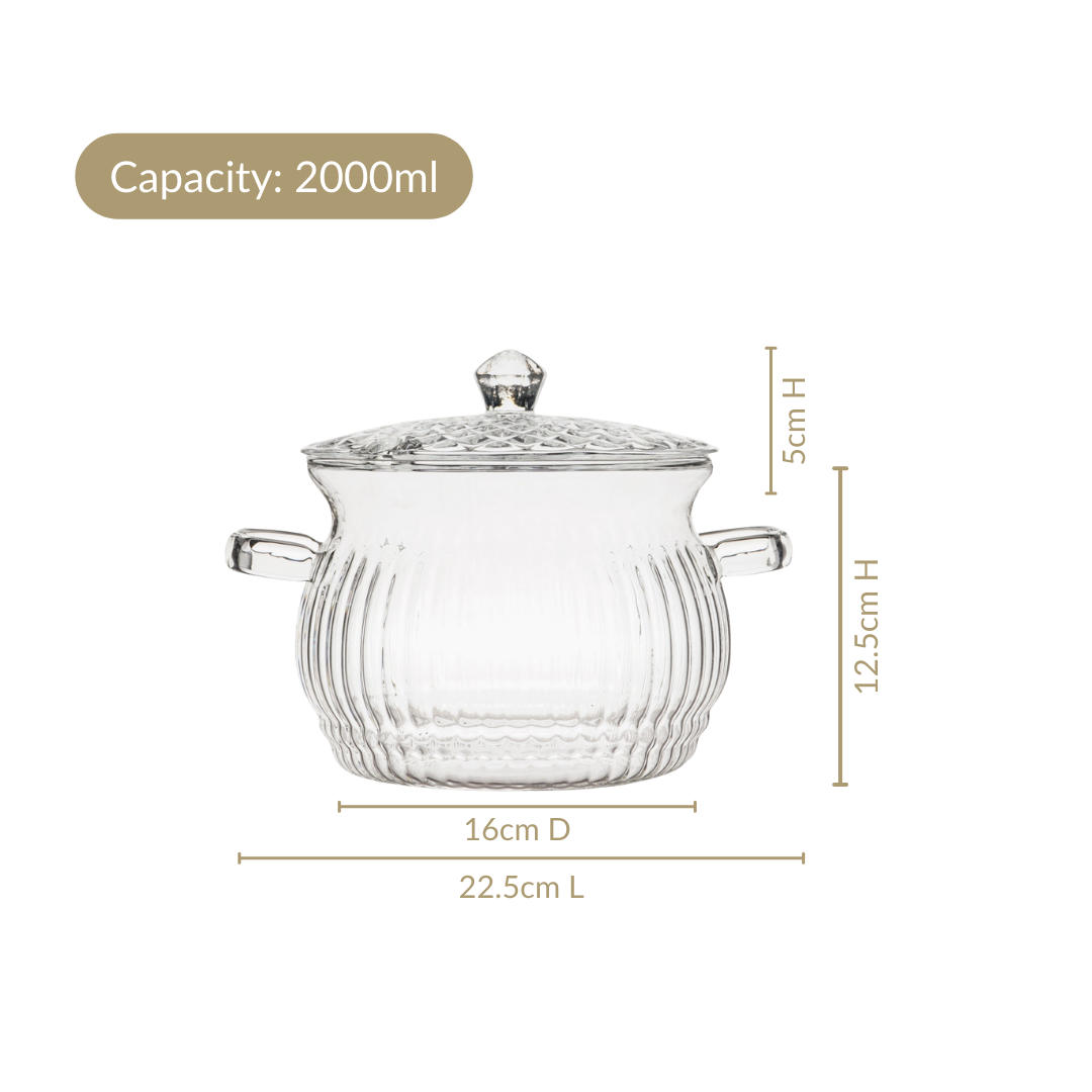 Vintage Style Embossed Cooking Pot 2000ml
