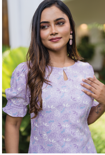 Drifty Lilac Viscose Printed Kurta