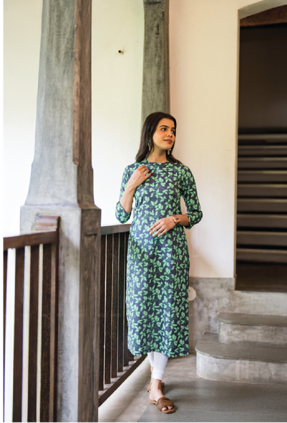 Green Aura Viscose Printed Kurta