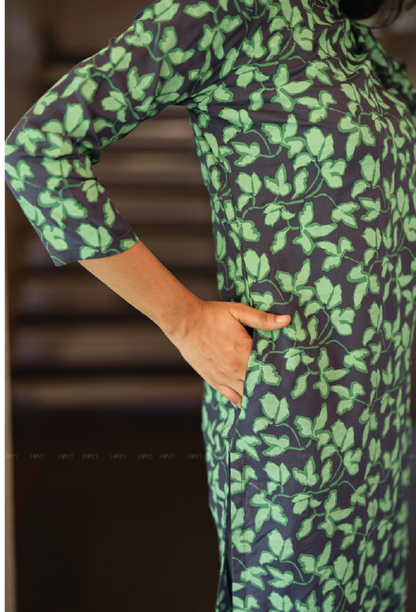 Green Aura Viscose Printed Kurta